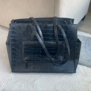 Béis 'The Work Tote' In black croc